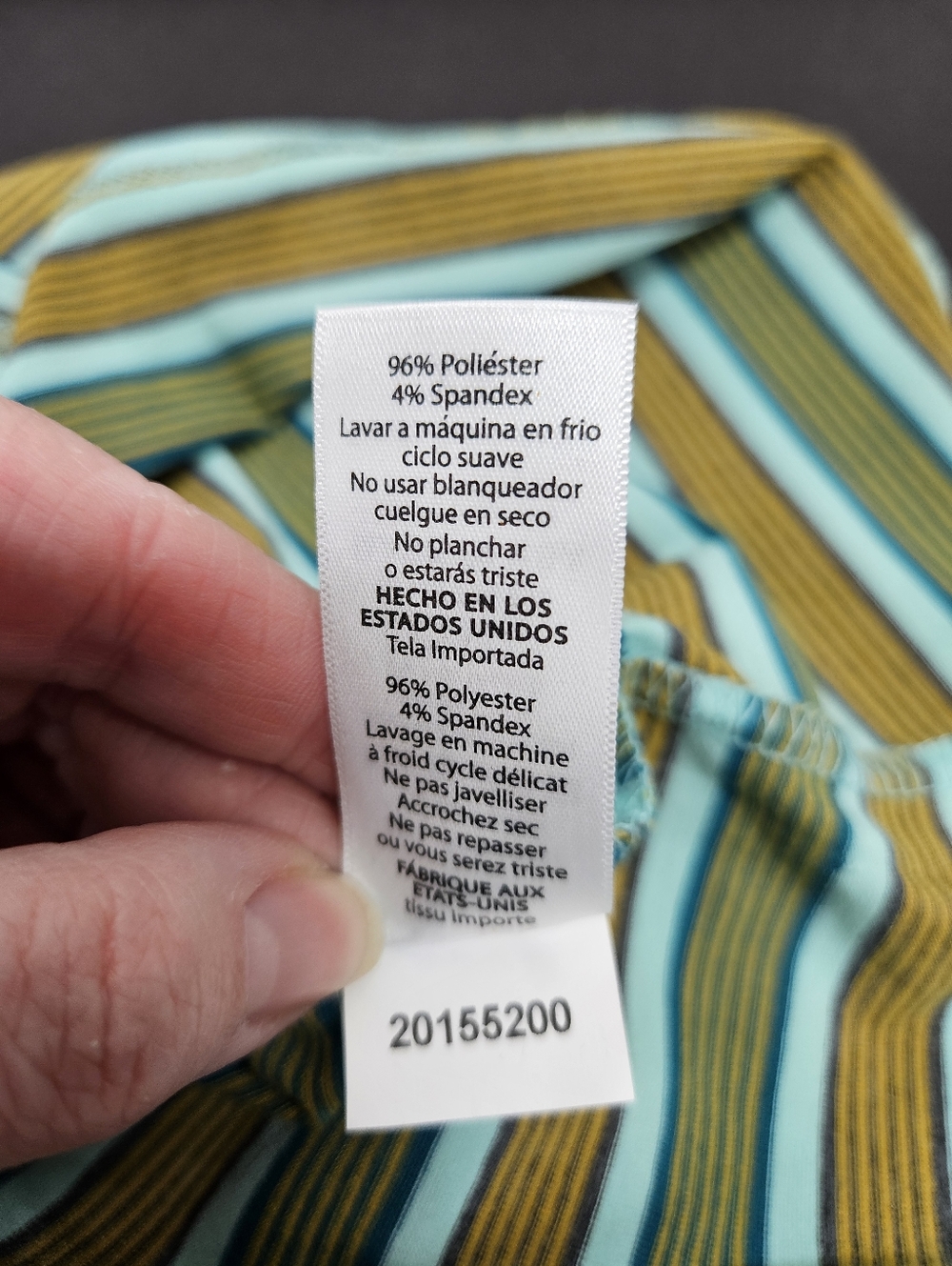 LuLaRoe Gigi XS shirt Striped Short Sleeve Tee Aqua Olive - Picture 6 of 6